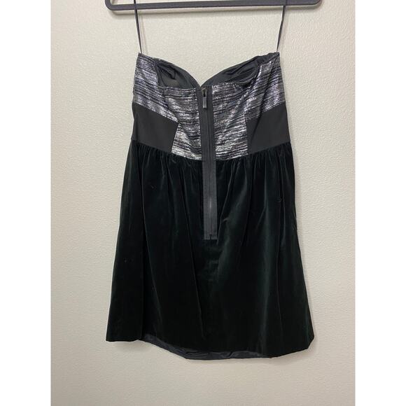Tibi Strapless Silver Black Velvet Party Dress 6 - Picture 5 of 7